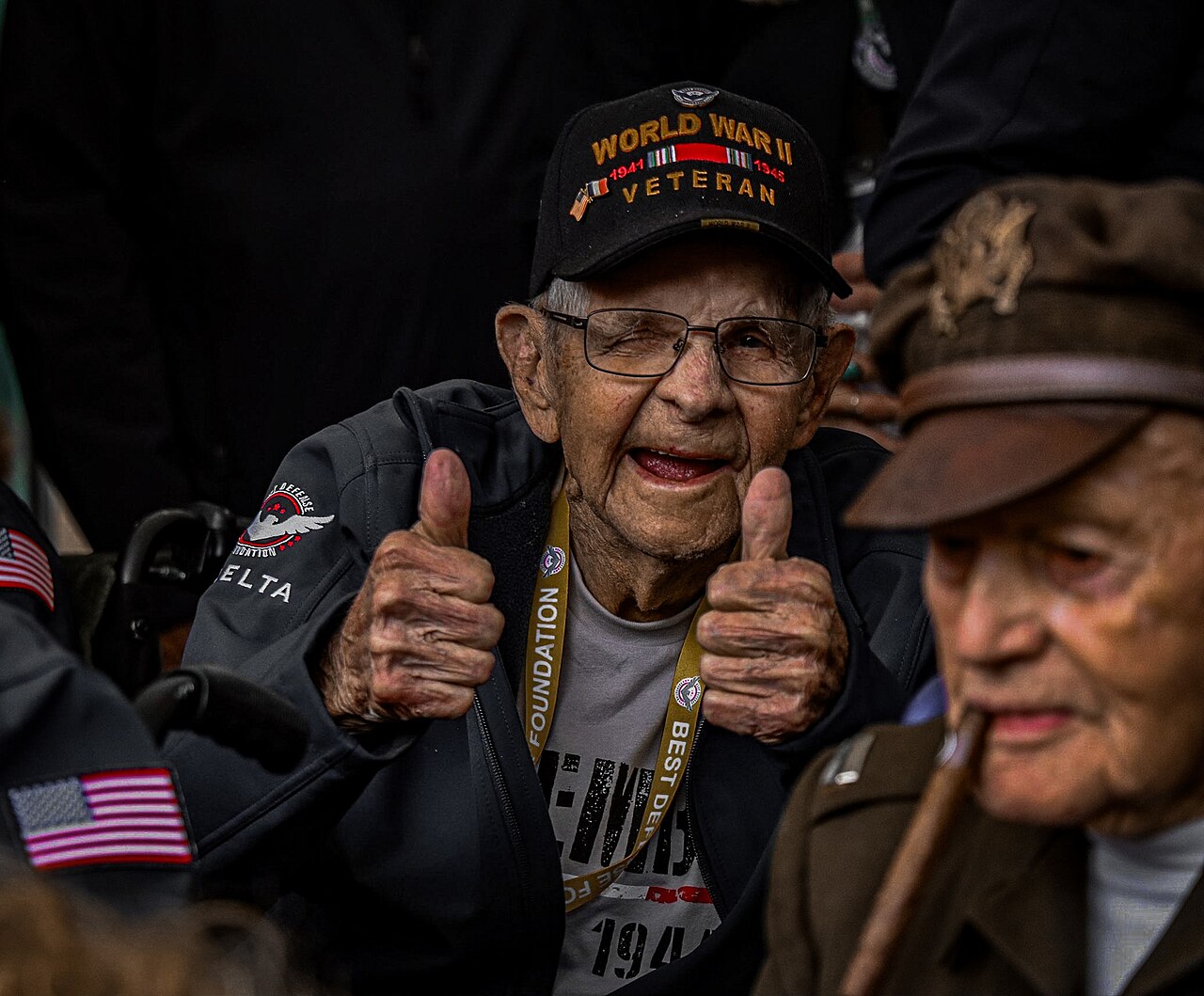 WWII Army veteran George Hamilton during D-Day 78 celebrations in Carentan, June 2022