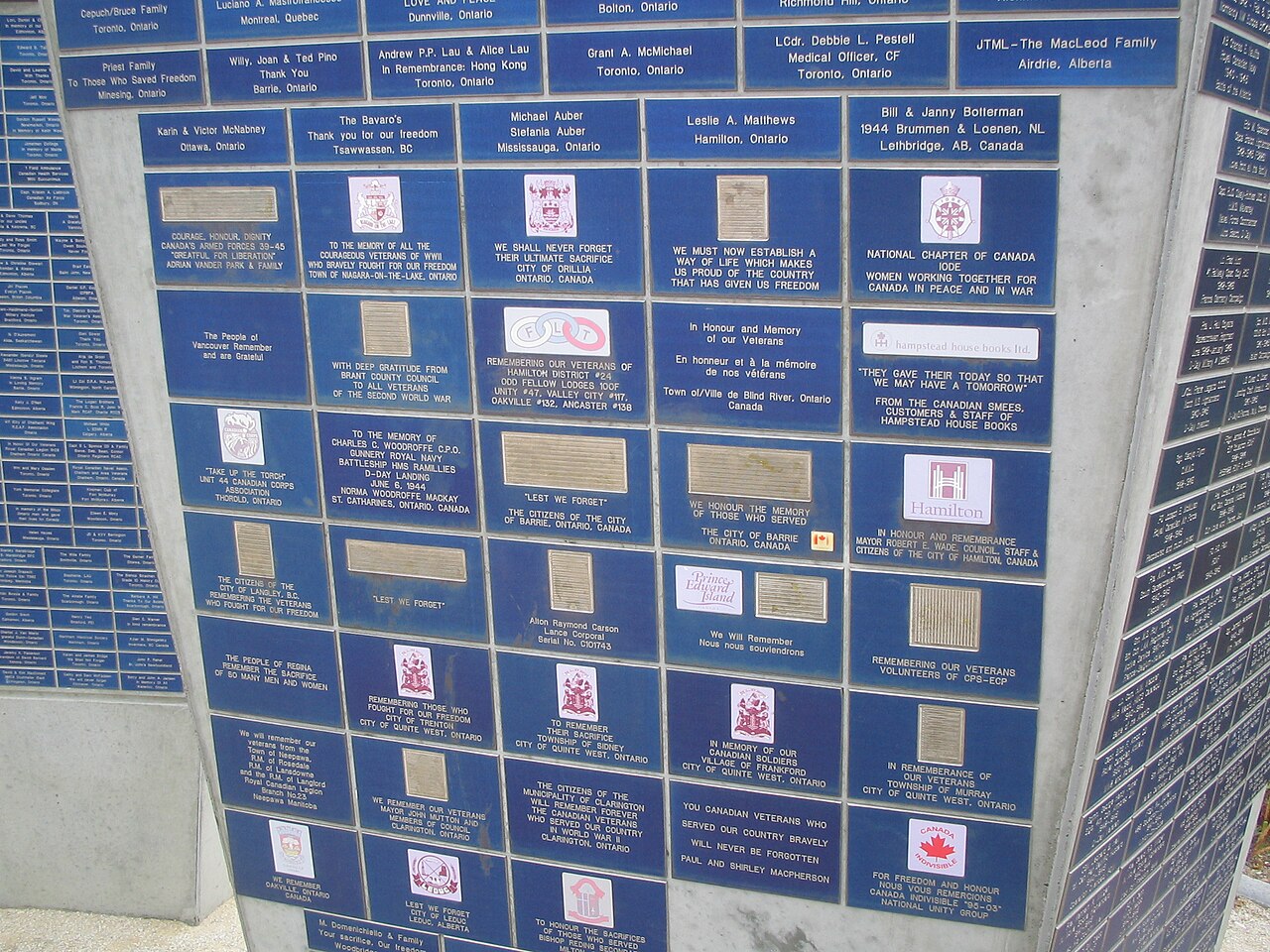 Memorial plaques at the Juno Beach Centre in Courseulles-sur-Mer