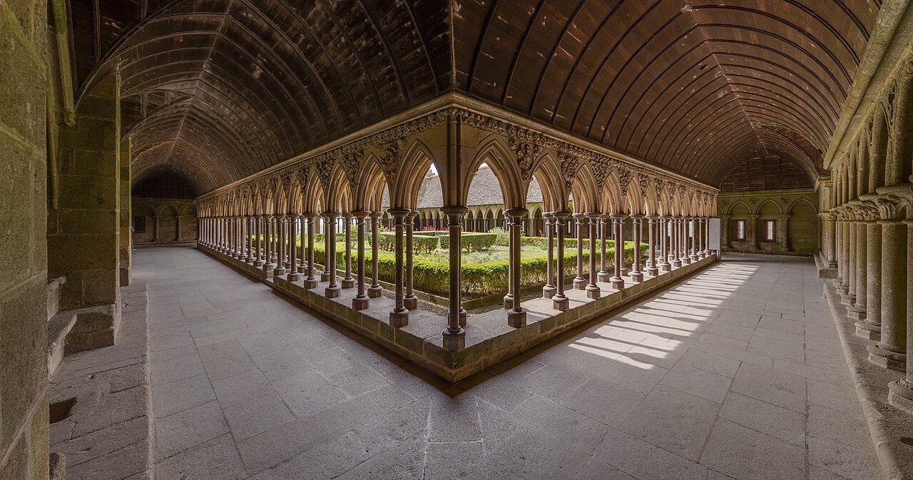 Cloisters of the abbey of Mont Saint-Michel, Normandy, France