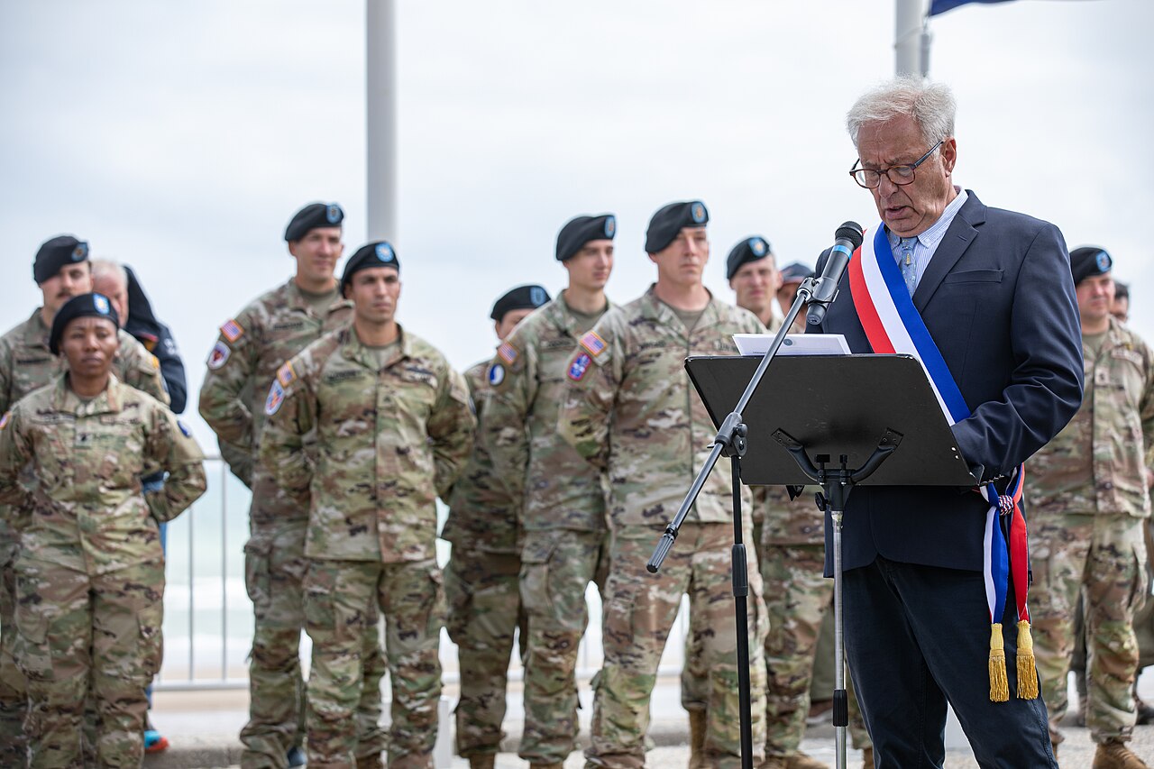 Ceremony for the 29th Infantry Division at Omaha Beach, June 2024