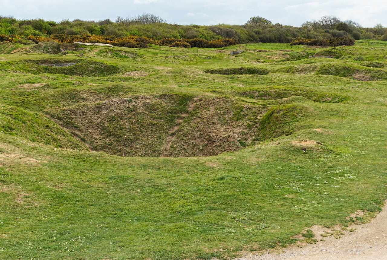Bombing craters at Pointe-du-Hoc, Calvados, Normandy, France
