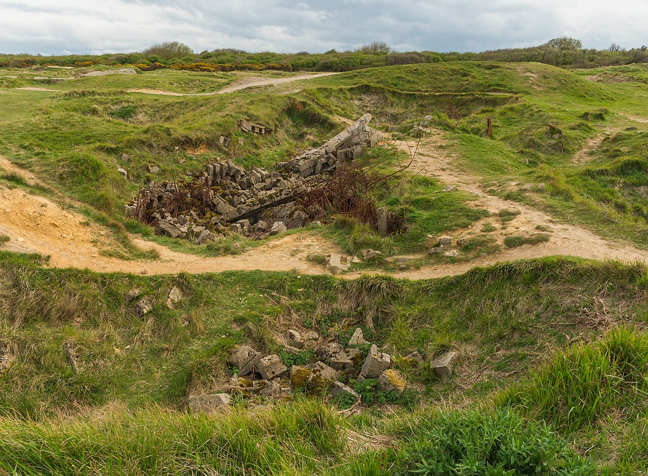 Ruins of German bunkers at Pointe-du-Hoc, Calvados, Normandy, France