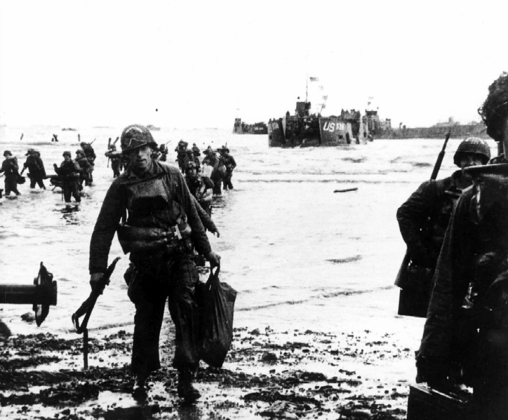 American assault troops land on Utah Beach, northern coast of France